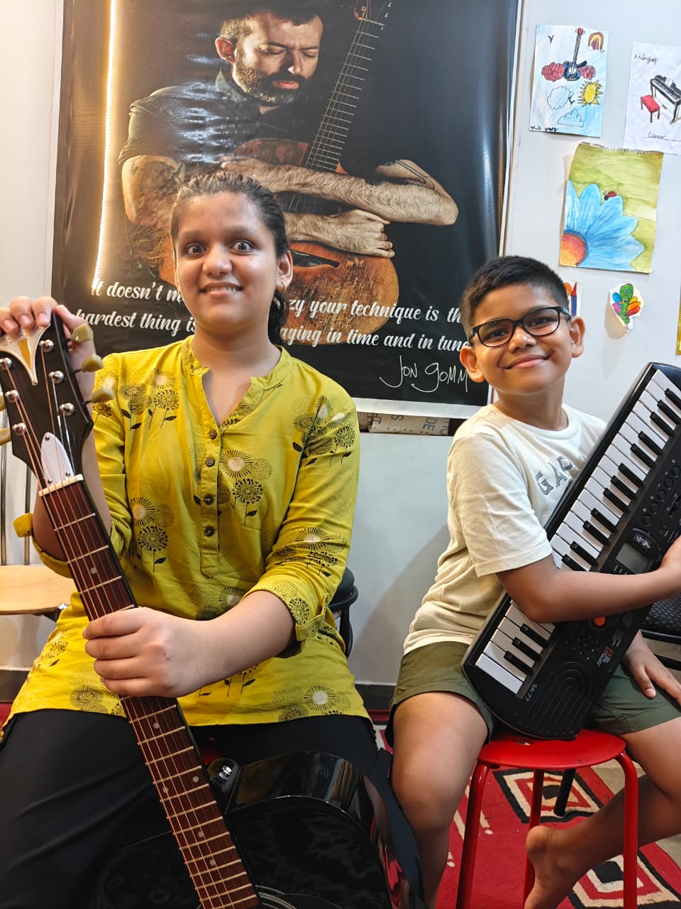 Gallery Ishi and Anwit share their passion for music, blending soulful guitar strings with melodic keyboard notes.